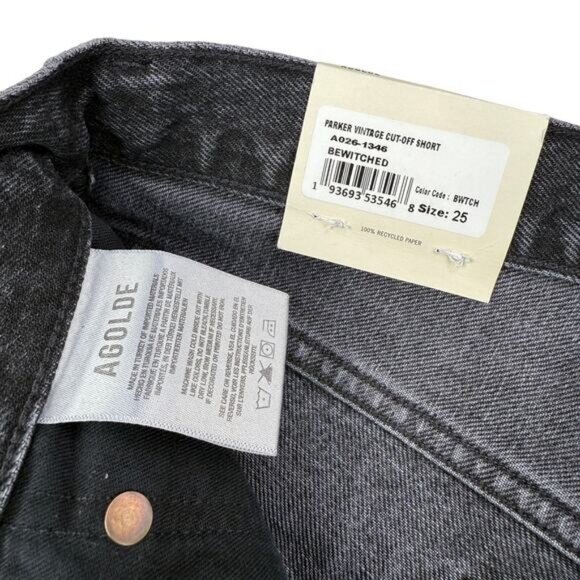 NWT AGOLDE Parker High Rise Cut Off Denim Jean Short Size 25 Bewitched - Picture 10 of 13